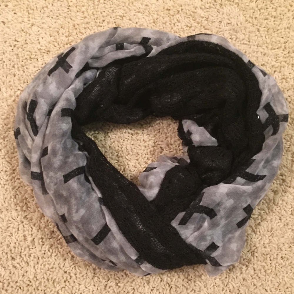 Cross Print Infinity Scarf
